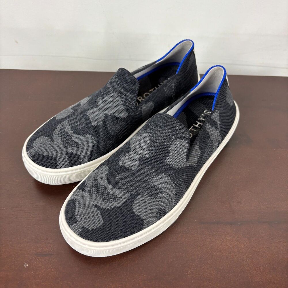 Rothy's The Original Slip On Sneakers Camo Flats Black Gray Women's 6